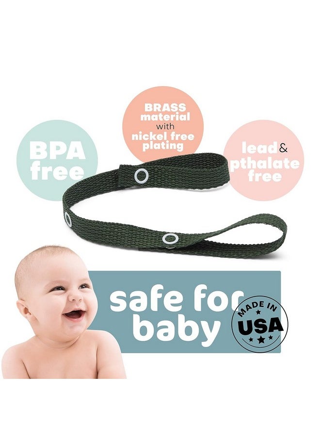 Secure-A-Toy, Adjustable Pacifier And Teether Strap For Stroller, Highchair, And Car Seat, Tan Olive, 2 Pack