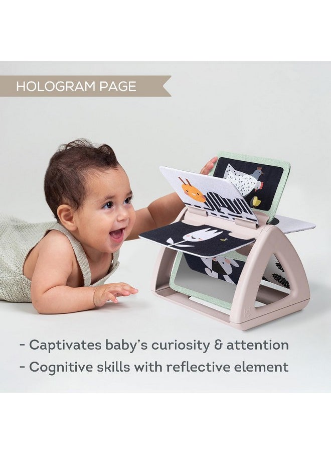 Black & White Rattling Spinning Book High Contrast Newborn Baby Toy 0-6 6-12 Months With Mirror For Visual Stimulation, Tummy Time & Early Cognitive Development, Montessori Learning Activity