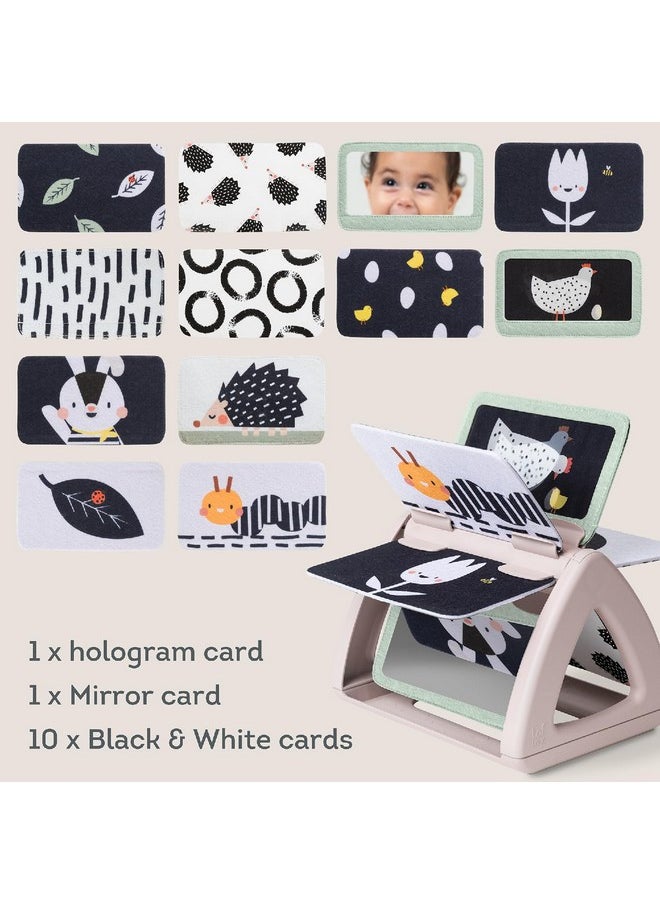 Black & White Rattling Spinning Book High Contrast Newborn Baby Toy 0-6 6-12 Months With Mirror For Visual Stimulation, Tummy Time & Early Cognitive Development, Montessori Learning Activity