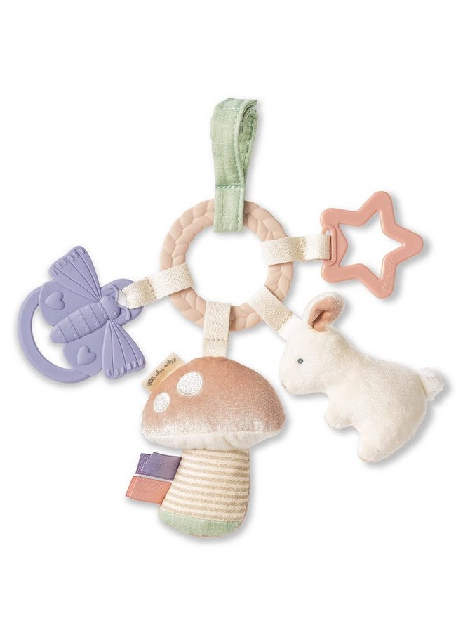 Teething Activity Toy - Bitzy Busy Ring Infant Teething Toy Features Braided Ring & Dangling Toys, Includes Teether, Textured Ribbons, Crinkle Sound & Jingle Bell - 0 Months & Up (Bunny)