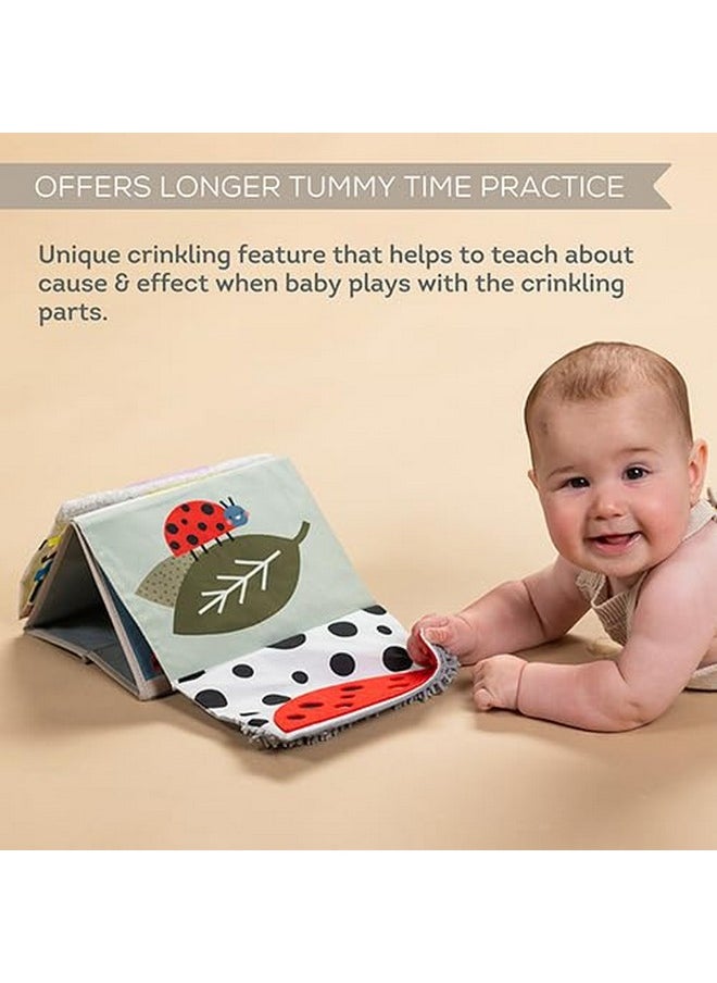 Tummy Time Sensory Book With Crinkle Pages & Soft Textures, High Contrast Patterns, Baby-Safe Mirror For Newborns And Infants, Tummy Time Toys For Babies 0-6 6-12 Months, Boys Girls Baby Gift