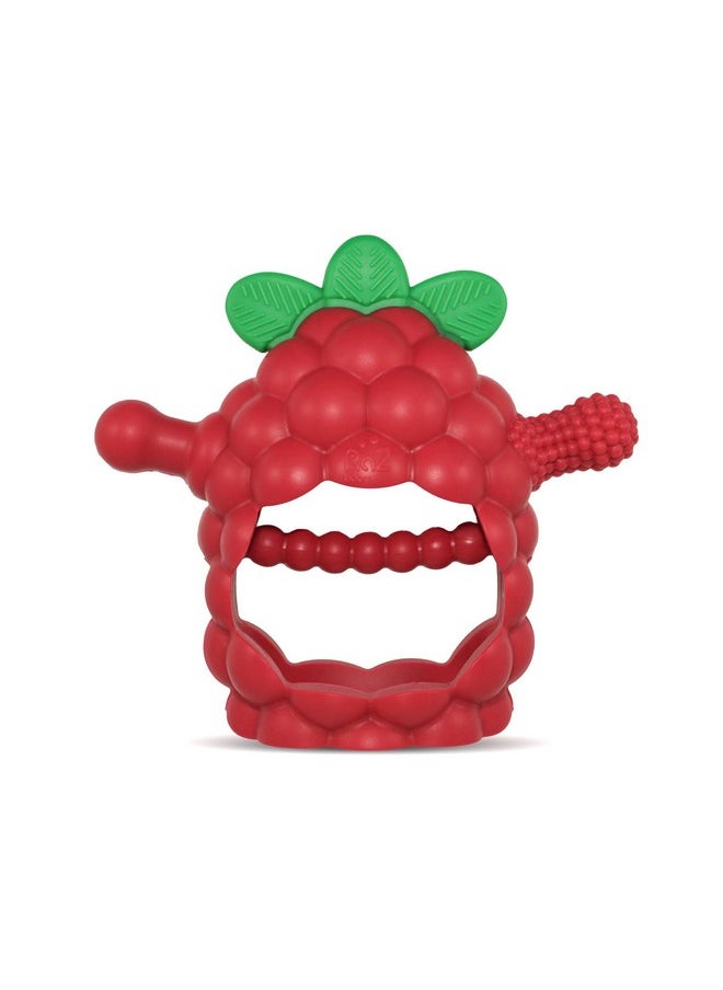 Razberry Grip Silicone Teether Toy For 3M+ | Drop Resistant Hand Held Teether For Babies And Infants - Designed By Nature With Our Patented Berrybumps Multitextured Design | 3M+, Red