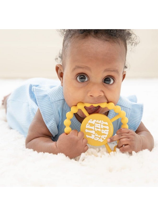 Happy Teether - Soft & Easy Grip Baby Teether Toy, Silicone Teether Ring To Help Soothe Gums, Non-Toxic And Bpa Free, Life Of The Party