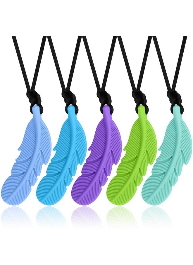 Chew Necklace For Sensory Kids, 5 Pack Sensory Oral Motor Aids Silicone Teething Toys For Autistic Chewers, Adhd, Spd, Oral Motor Stimulation Or Special Needs (5Packs)