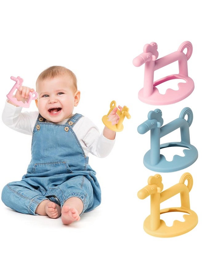 3Pcs Baby Wrist Teether Toys Anti-Dropping Silicone Teething Toy Soothing Bracelet Teether For Soothie, Infants Toddlers Hand Pacifier Baby Shower Birthday Gifts For Boys Girls