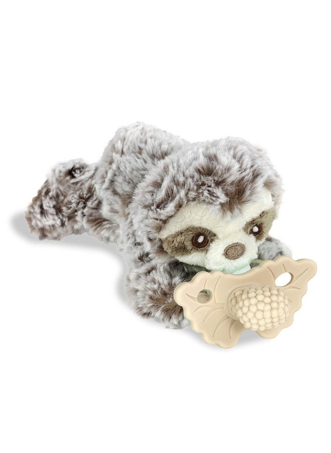 Razbuddy Razberry Teether/Pacifier Holder W/Removable Baby Teether Toy - 0M+ - Bpa Free (Sloth)