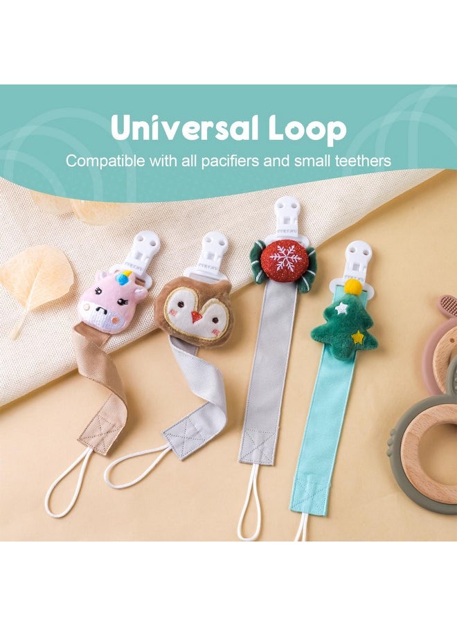 Pacifier Clip For Baby, 2 Pack Neutral Pacifier Holder Clip For Girls Boys, Soft Webbing Soothie Christmas Binky Clips Fit All Pacifiers, Cute Baby Shower Gift，Tree & Candy