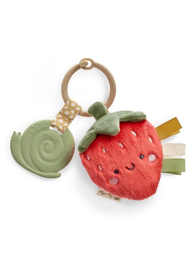 Infant Toy & Teether - Itzy Pal Baby Teething Toy Includes Lovey, Crinkle Sound, Textured Ribbons & Silicone Teether Toy For Newborn (Strawberry)