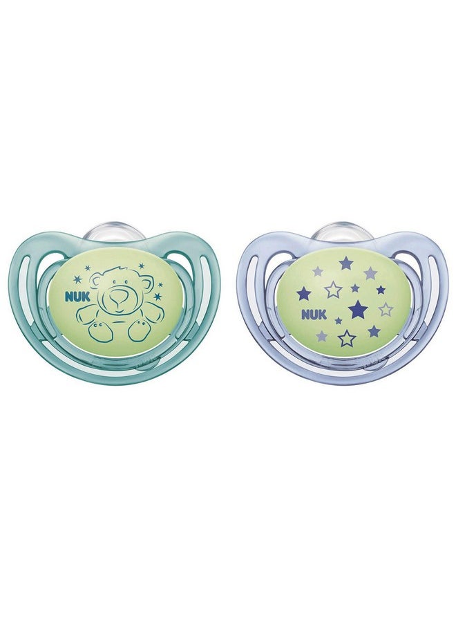 Airflow Glow-In-The-Dark Pacifiers, Baby Boys, 0-6 Months, 2 Pack, 0.09 Pounds