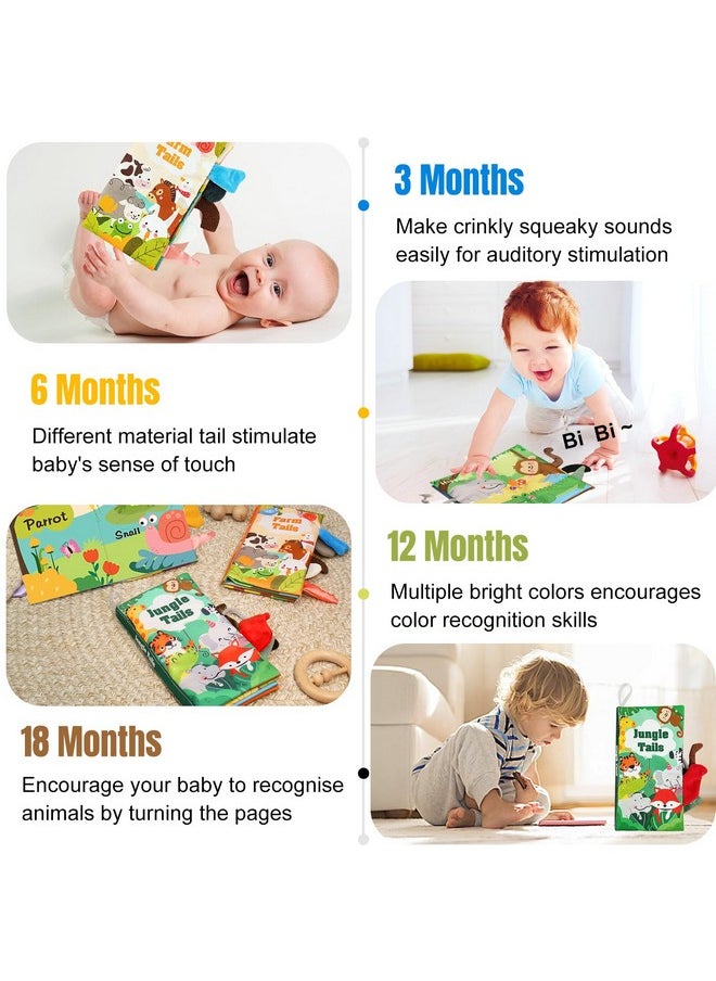 Baby Toys 0-6 Months Baby Books 2Pcs, Baby Toys 6-12 Months - Soft, Crinkle, Squeaky, Sensory, Tummy Time Toys - Baby