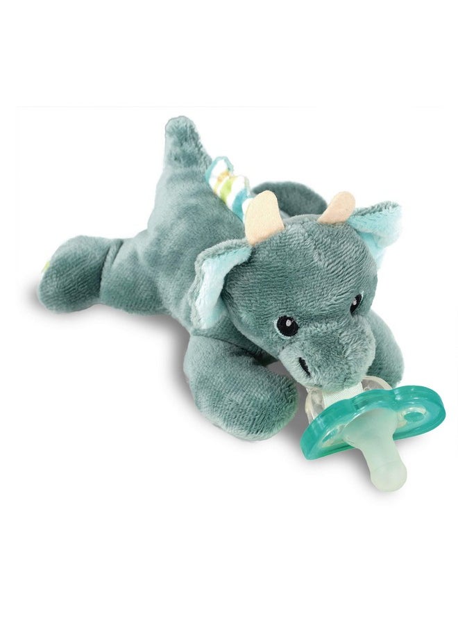 Dragon Razbuddy Stuffed Animal Pacifier Holder For Newborns & Up, Made In The Usa, Detachable Orthodontic Jollypop Pacifier, Medical-Grade 100% Bpa-Free Silicone, Baby Shower -0 Months+