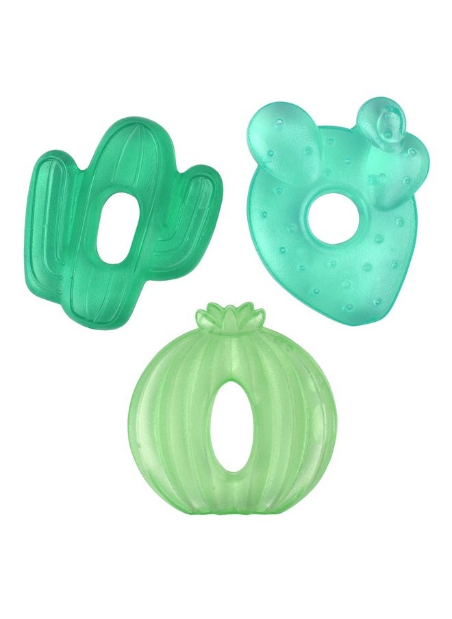 Water-Filled Teethers - Cold Cutie Coolers Textured On Both Sides To Massage Sore Gums & Emerging Teeth - Can Be Chilled In Refrigerator, Set Of 3 Green Cactus Water Teethers