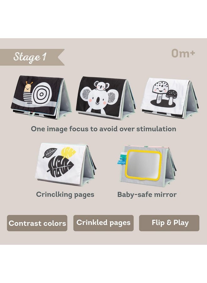 Me Toys High Contrast Baby Book. Fun, Interactive Crinkle Books For Babies With Baby Tummy Time Mirror & Soft Koala Teether - Baby Tummy Time Book By Taf Toys