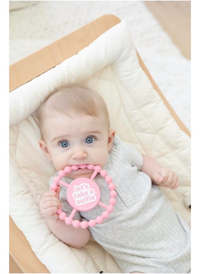 Happy Teether For Girls- Soft & Easy Grip Baby Girl Teether Toy, Silicone Teether Ring To Help Soothe Gums, Non-Toxic And Bpa Free, Let'S Take A Selfie