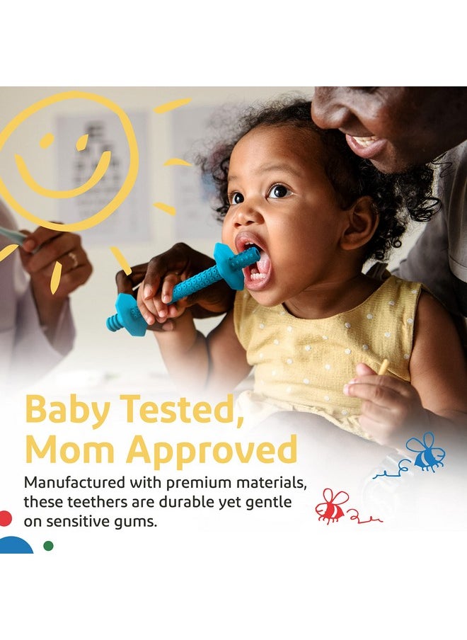 Hollow Teething Tubes - Baby Teething Toys For Babies 0-6 Months, Teething Toys For Babies 6-12 Months - Baby Teether, Teething Straws, Teething Sticks (Yellow/Gray)