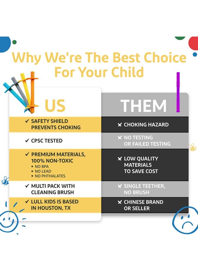 Hollow Teething Tubes - Baby Teething Toys For Babies 0-6 Months, Teething Toys For Babies 6-12 Months - Baby Teether, Teething Straws, Teething Sticks (Yellow/Gray)