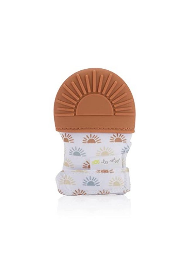 Silicone Teething Mitt - Soothing Infant Teething Mitten With Adjustable Strap, Crinkle Sound And Textured Silicone To Soothe Sore And Swollen Gums, Terracotta Sun (Mitt8491)