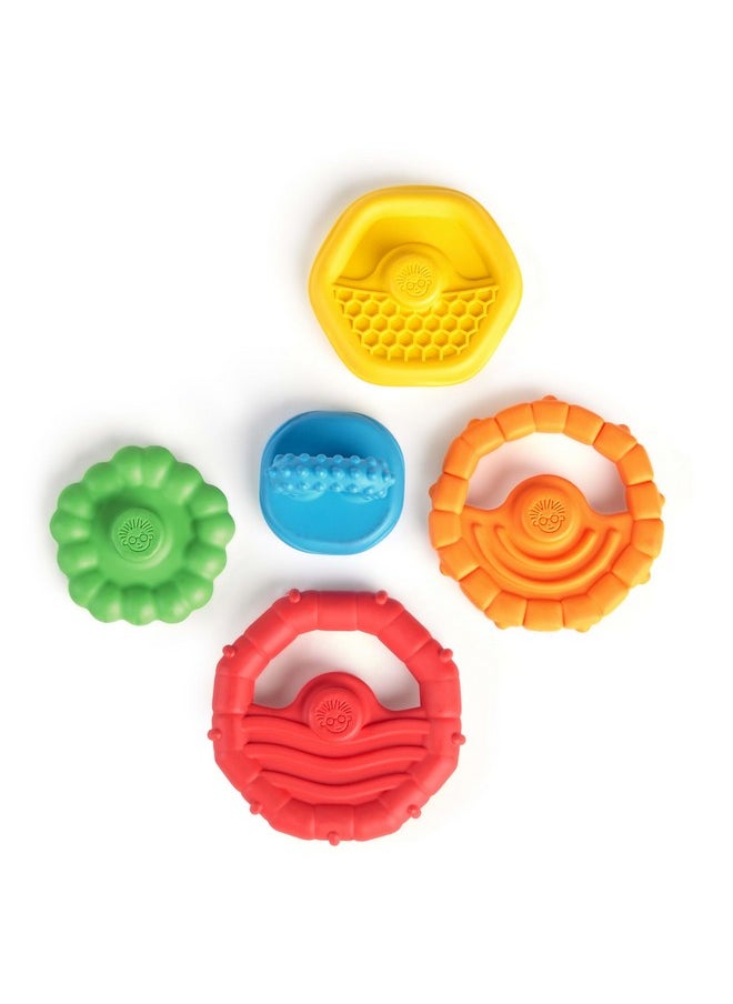 Stack & Teethe Multi-Textured Easy-To-Grasp 5-Piece Teether Toy Set, Ages 3 Months +