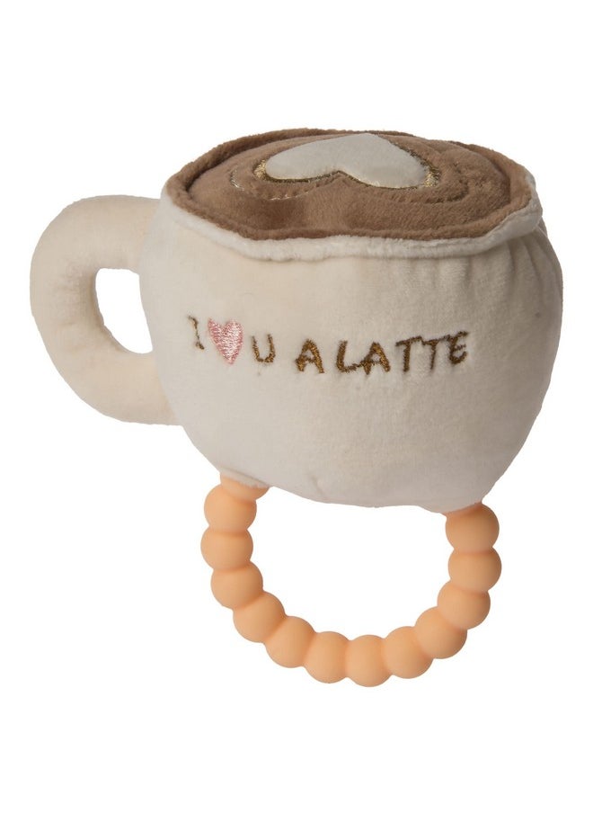 Sweet Soothie Soft Baby Rattle With Teether Ring, Latte