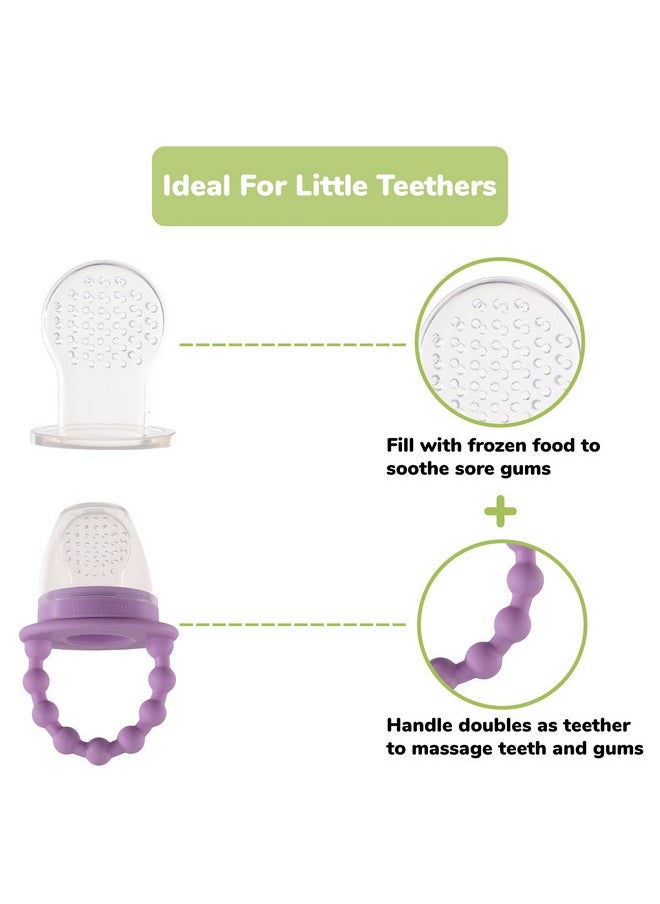 Silicone Baby Food Feeders + Freezer Tray For Batch Prep, Set Of 2, Introduce New Foods Safely, Double As Teething Toys, Includes 2 Extra Pouches & Travel Lids, Dishwasher Safe