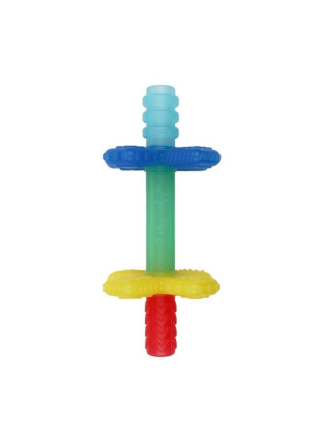 Teensy Tube Teether; Textured Hollow Baby Teething Tube That Reaches Front Teeth & Back Molars, Made Of Soft Silicone (Rainbow)