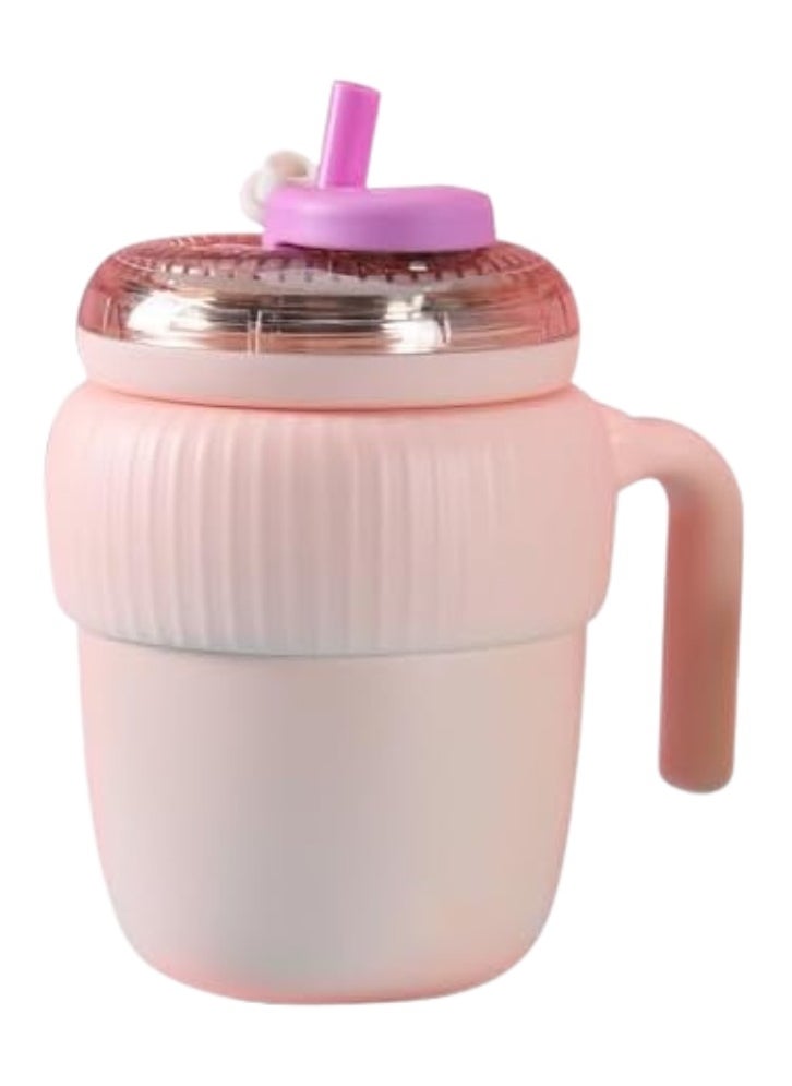 Twisoo Super Cute Pink Coffee Water Cup, Vacuum Insulated Stainless Steel, Leak-Proof, 12 Hours Hot & Cold, 420ml, Pink