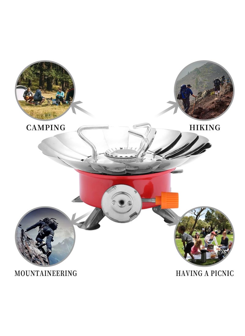 Windproof Camping Gas Stove with Piezo Ignition and Adjustable Valve Outdoor Cooking Gas Burner Windproof Gas Stove with Extended Pipe for Camping Picnic BBQ Outdoor Gas Stove Backpacking Hiking