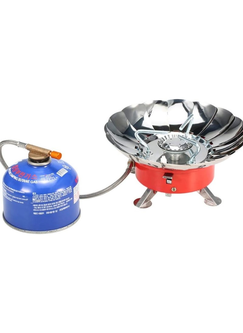 Windproof Camping Gas Stove with Piezo Ignition and Adjustable Valve Outdoor Cooking Gas Burner Windproof Gas Stove with Extended Pipe for Camping Picnic BBQ Outdoor Gas Stove Backpacking Hiking