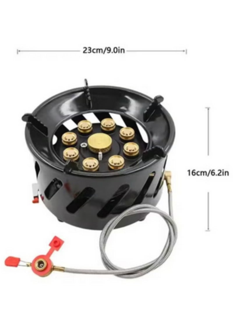 Windproof Camping Stove with 9 Burners Portable Copper Outdoor Cooking Equipment for Backpacking, Hiking, and Outdoor Adventures