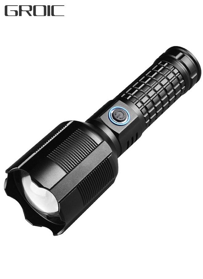 USB Rechargeable Led Flashlight, 100000 Lumens Super Bright High Lumens, 3 Modes, IPX6 Waterproof, Tactical Flash Light for Outdoor