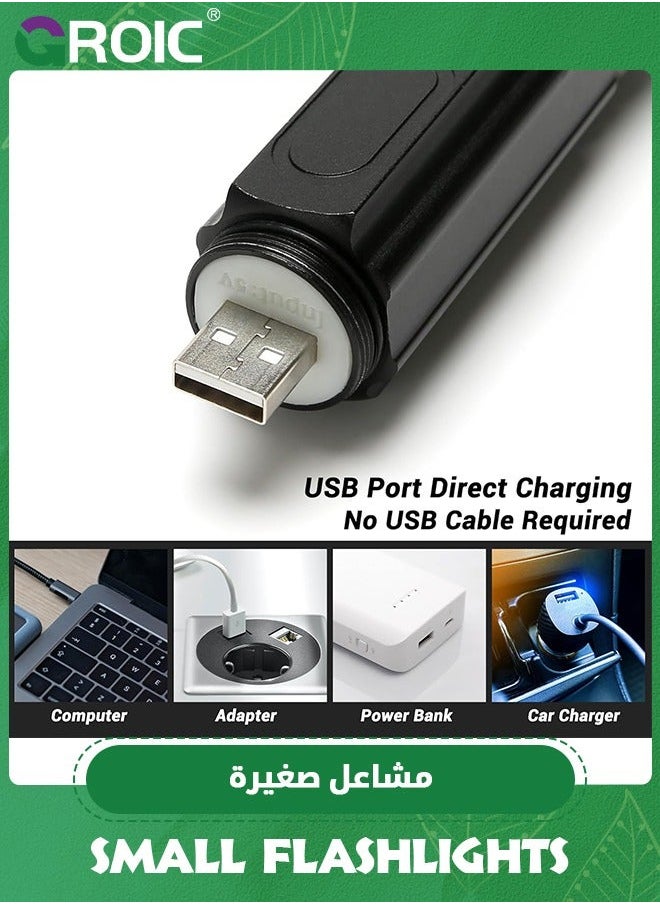 Small Flashlights High Lumens Rechargeable, 1600 Zoomable Mini with 5 Light Modes for Emergencies, Camping, Hiking and More