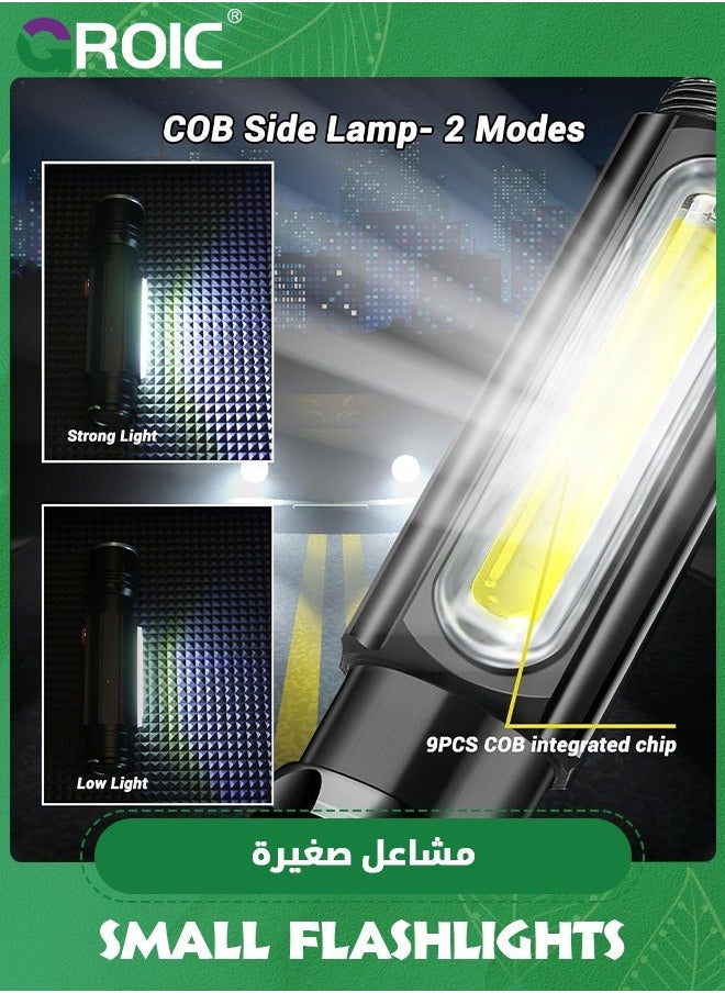 Small Flashlights High Lumens Rechargeable, 1600 Zoomable Mini with 5 Light Modes for Emergencies, Camping, Hiking and More