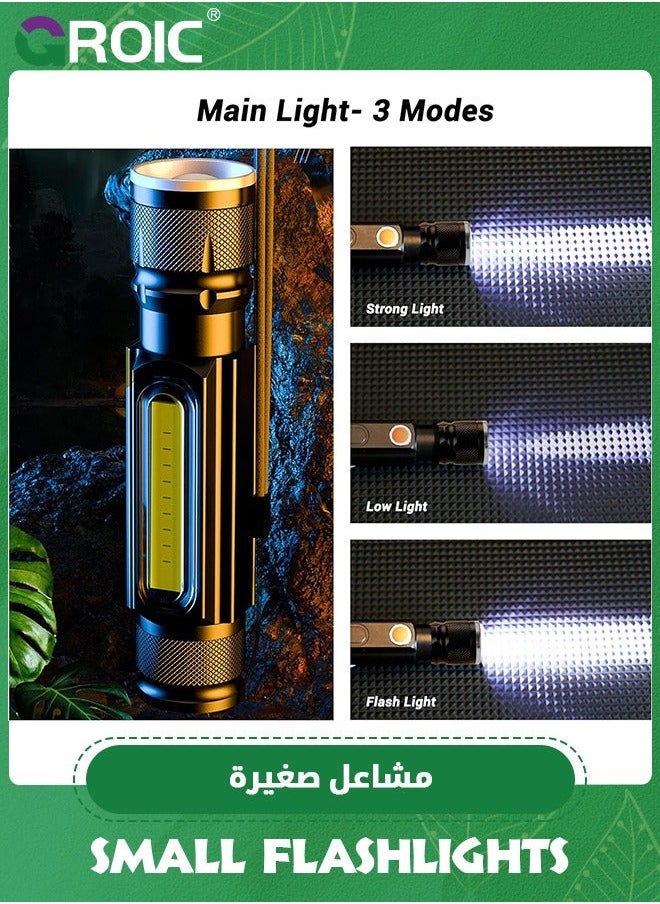 Small Flashlights High Lumens Rechargeable, 1600 Zoomable Mini with 5 Light Modes for Emergencies, Camping, Hiking and More