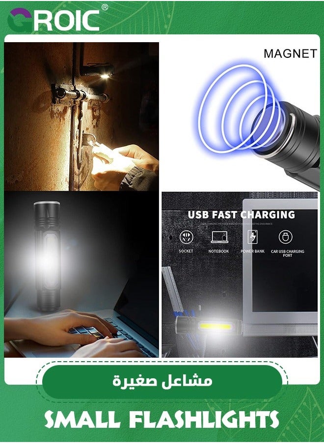 Small Flashlights High Lumens Rechargeable, 1600 Zoomable Mini with 5 Light Modes for Emergencies, Camping, Hiking and More