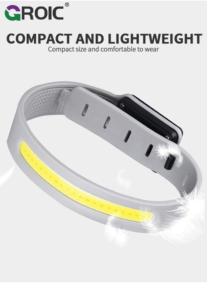 2 Pieces LED Armband Running Lights for Runners, USB Rechargeable Reflective Gear, Night Safety Light Up Band High Visibility Jogging Cycling Hiking Walking