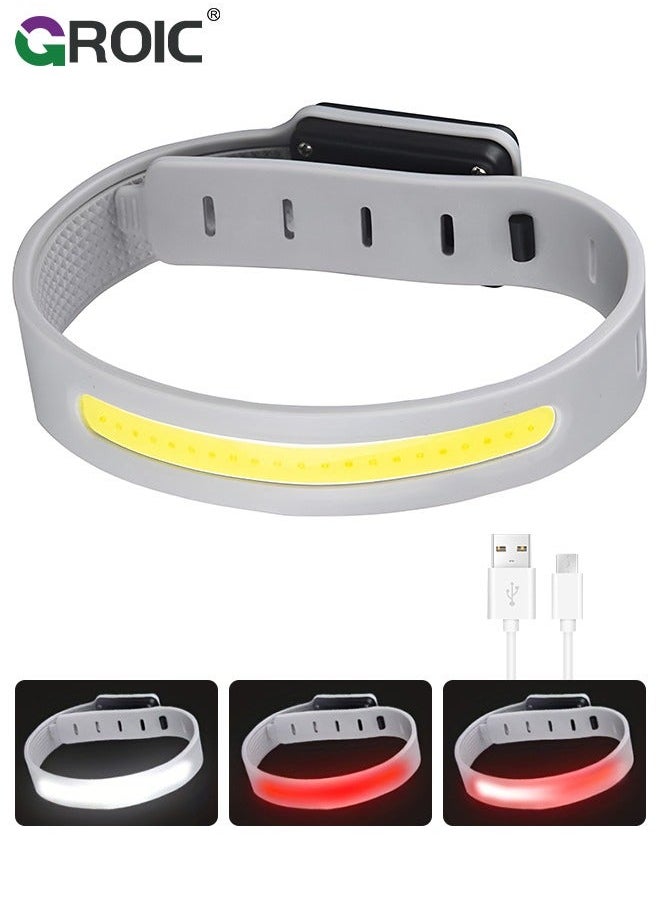 2 Pieces LED Armband Running Lights for Runners, USB Rechargeable Reflective Gear, Night Safety Light Up Band High Visibility Jogging Cycling Hiking Walking