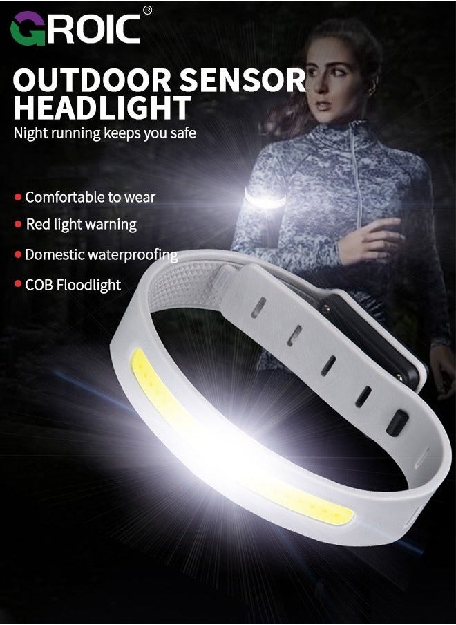 2 Pieces LED Armband Running Lights for Runners, USB Rechargeable Reflective Gear, Night Safety Light Up Band High Visibility Jogging Cycling Hiking Walking