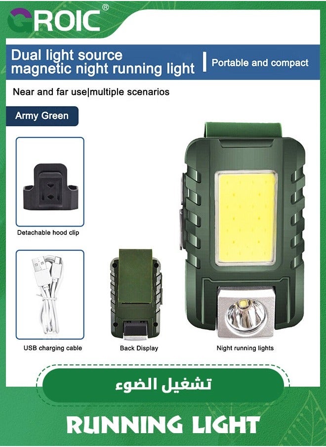 Running Light, Magnetic Clip On Light for Runners Rechargeable Safety Lights Walking at Night, LED Wearable Small Lightweight Jogging Outdoor Jogger