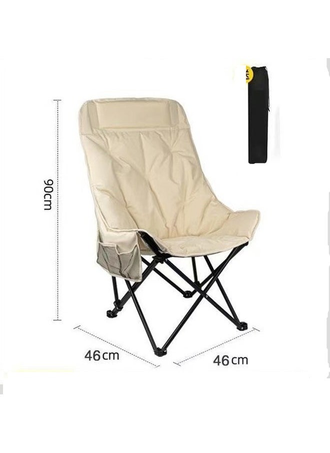 Portable Foldable Camping Chair with Side Pocket - 46cm x 46cm x 90cm