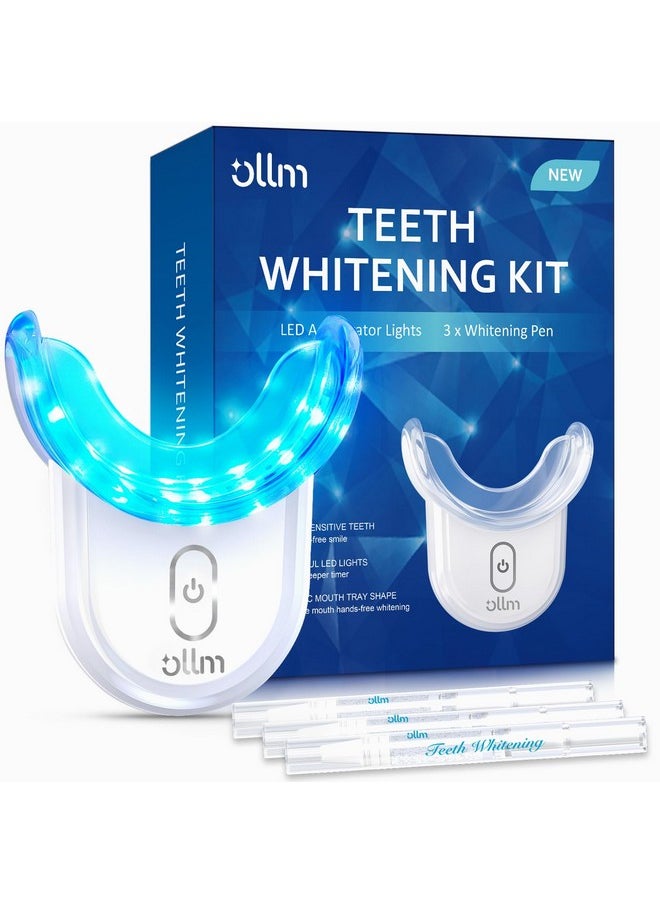 H Whitening Kit Gel Pen Strips - Ollm Specially Formulated For Sensitive Teeth, Gum, Braces Care 32X Led Light Tooth Whitener, Professional Oral Beauty Products Dental Tools 2 Mouth Trays