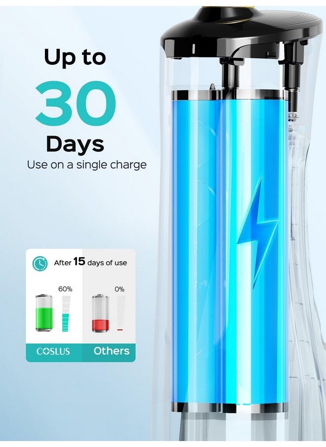 Dental Flosser Tooth Pick: Coslus 10 Levels Smooth Control Portable Rechargeable Oral Irrigator Cordless Waterproof, 300Ml Electric Flossing Cleaner Deep Cleaning For Travel Home (Model: Wfp14)