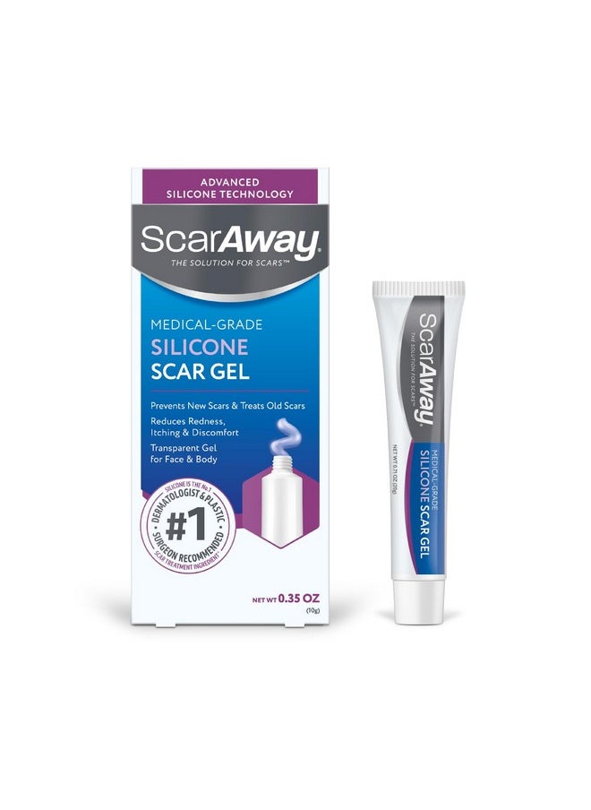Silicone Scar Gel, Helps Improve Size, Color & Texture Of Hypertrophic & Keloid Scars From Injury, Burns & Surgery, Water Resistant, 10G (0.35 Oz)
