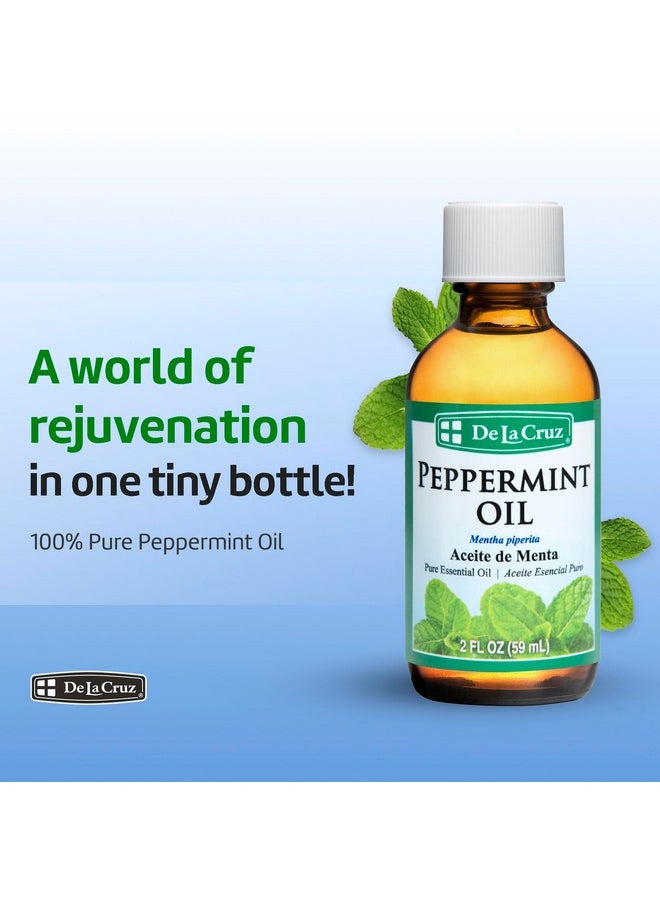 Peppermint Essential Oil - 100% Peppermint Oil For Aromatherapy - Steam Distilled - 2 Fl Oz