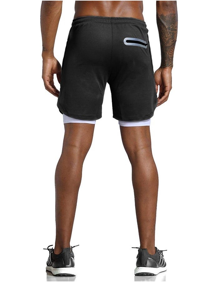 Gym Shorts for Men, Running with Quick Dry Workout 2-in-1 Stealth Shorts, 2 Layer Loose Athletic Yoga Outdoor Sports Pockets