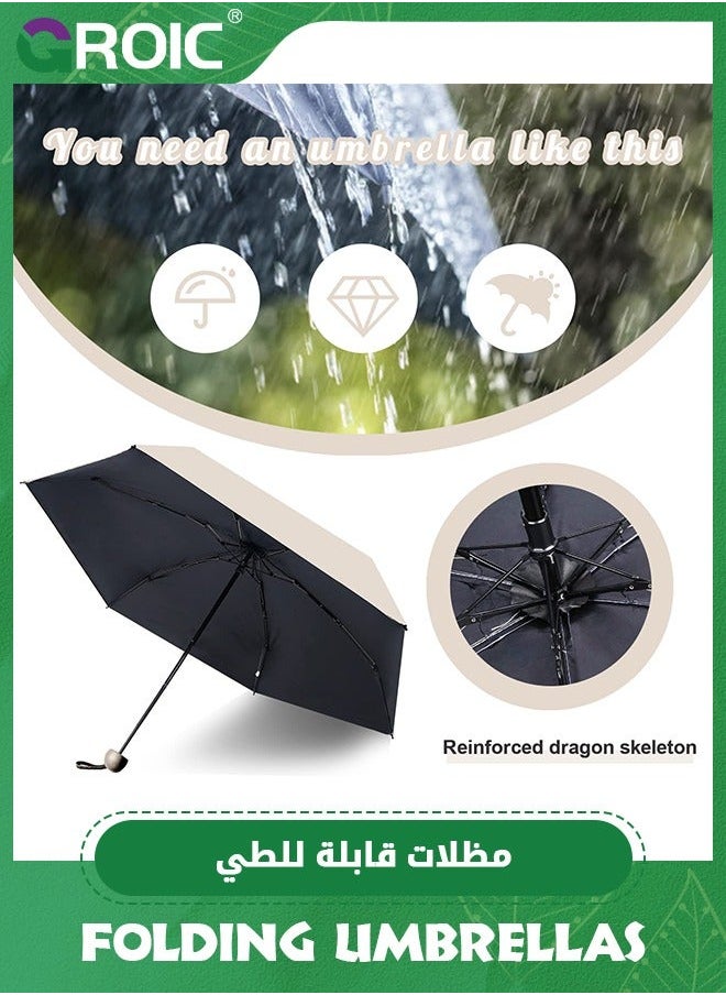 Folding Umbrellas, Travel Sun Rain Umbrella for Walking With Case, Compact UV and Rain, Windproof Parasol Protection Women Men