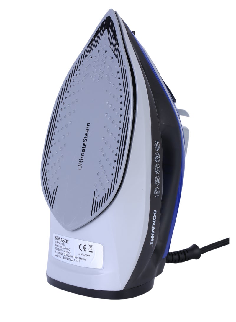 Steam Iron with Ceramic Coated Soleplate | Steam/Burst Steam/Spray/Dry Iron with Self-Clean Function | Water Tank 230ML - Ideal for All Fabrics 230 ml 2600 W SI-5084C Blue/Black