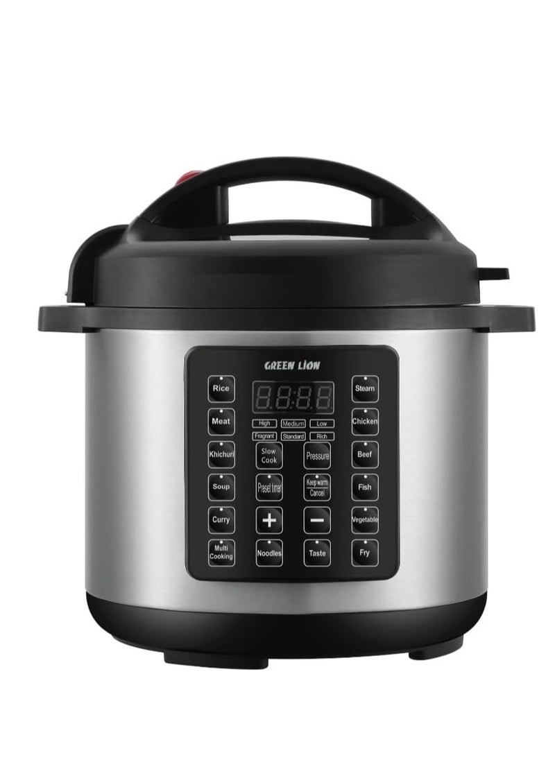 6L Electeric Pressure Cooker Digital Display Set Timer Cooking Modes Auto Warm Function 24Hr Preset Function Warm-Keeping Temperature: 60-80°C Working Pressure: 0-90Kpa (6 Liters 1000W)