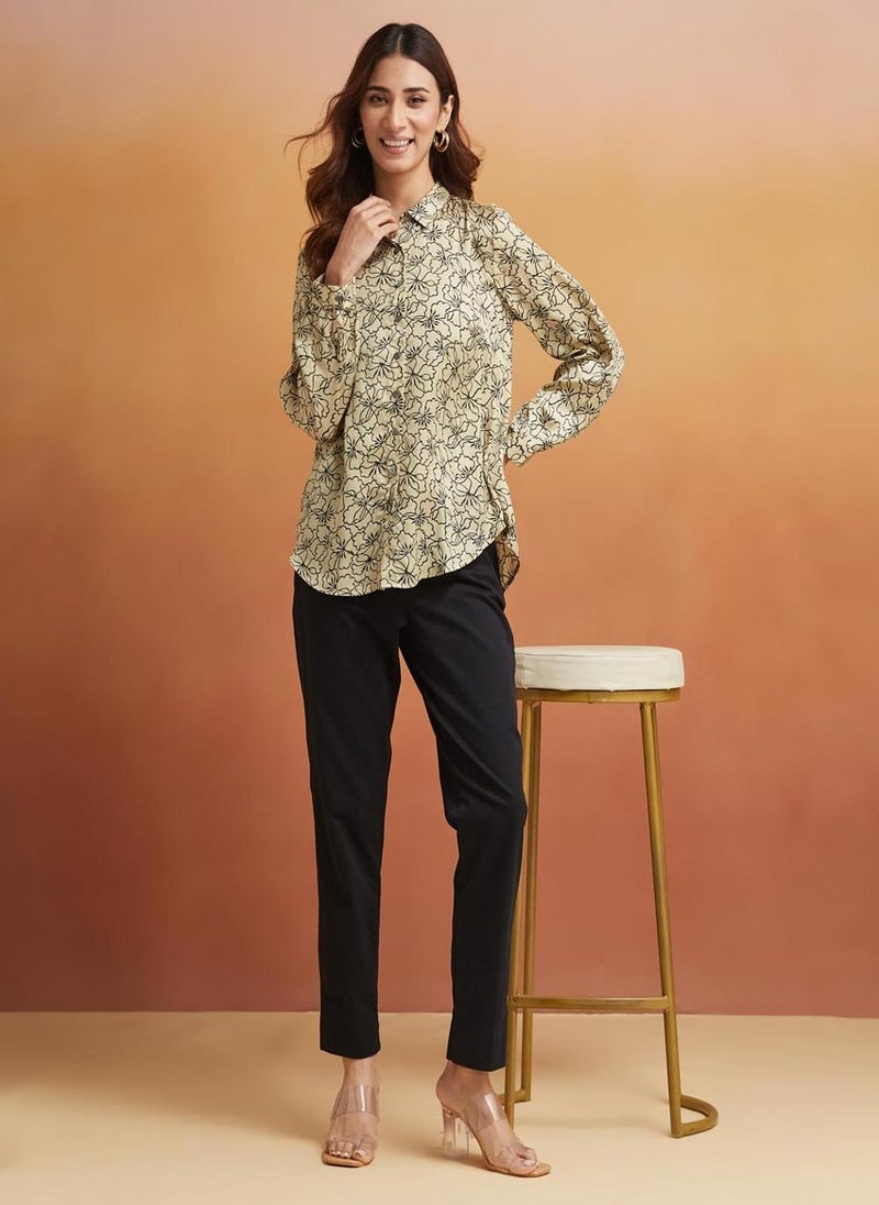 Natural Rayon Blend Printed Shirt