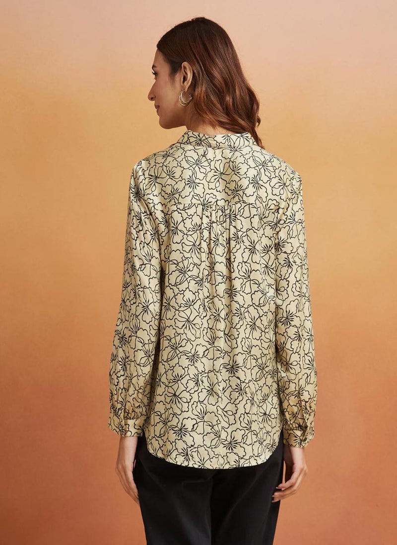 Natural Rayon Blend Printed Shirt