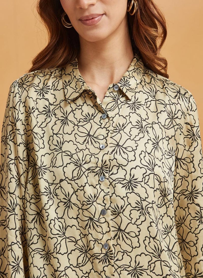 Natural Rayon Blend Printed Shirt